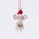 Craftspring’s Santa Mouse with Cookie Ornament rotating to show front, side, and back views — needle felted mouse with a cute face and whiskers, wearing a knitted Santa hat and holding a cookie, a playful ornament perfect for holiday gifting — heirloom-quality Christmas decor, ethically crafted by artisans using sustainable wool.