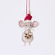 Craftspring’s Santa Mouse with Cookie Ornament — needle felted mouse with a cute face and whiskers, wearing a knitted Santa hat and holding a cookie — heirloom-quality Christmas ornament, perfect for holiday gifting, ethically crafted by artisans using sustainable wool.