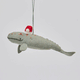 Handmade felt Santa Spyhop Gray Whale ornament from Craftspring rotating to show front, side, and back views—featuring intricate embroidered details and a red Santa hat, ethically crafted by artisans using sustainable wool.