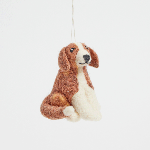 Brown Seated Hound Ornament