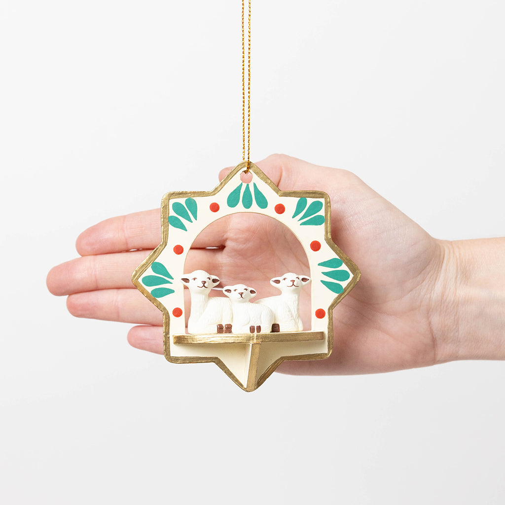 Sheep Nativity Wood Ornament