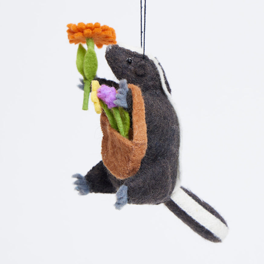 Skunk with Flowers Ornament