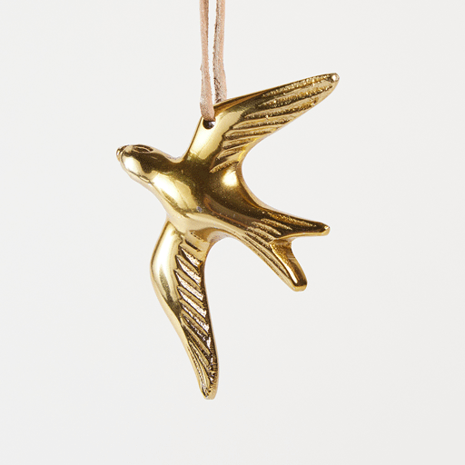 Small Swallow Ornament - Antique Brass
