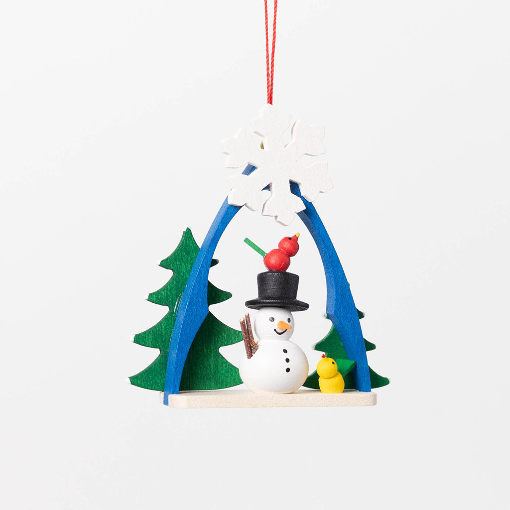 Snowman Arch German Wooden Ornament