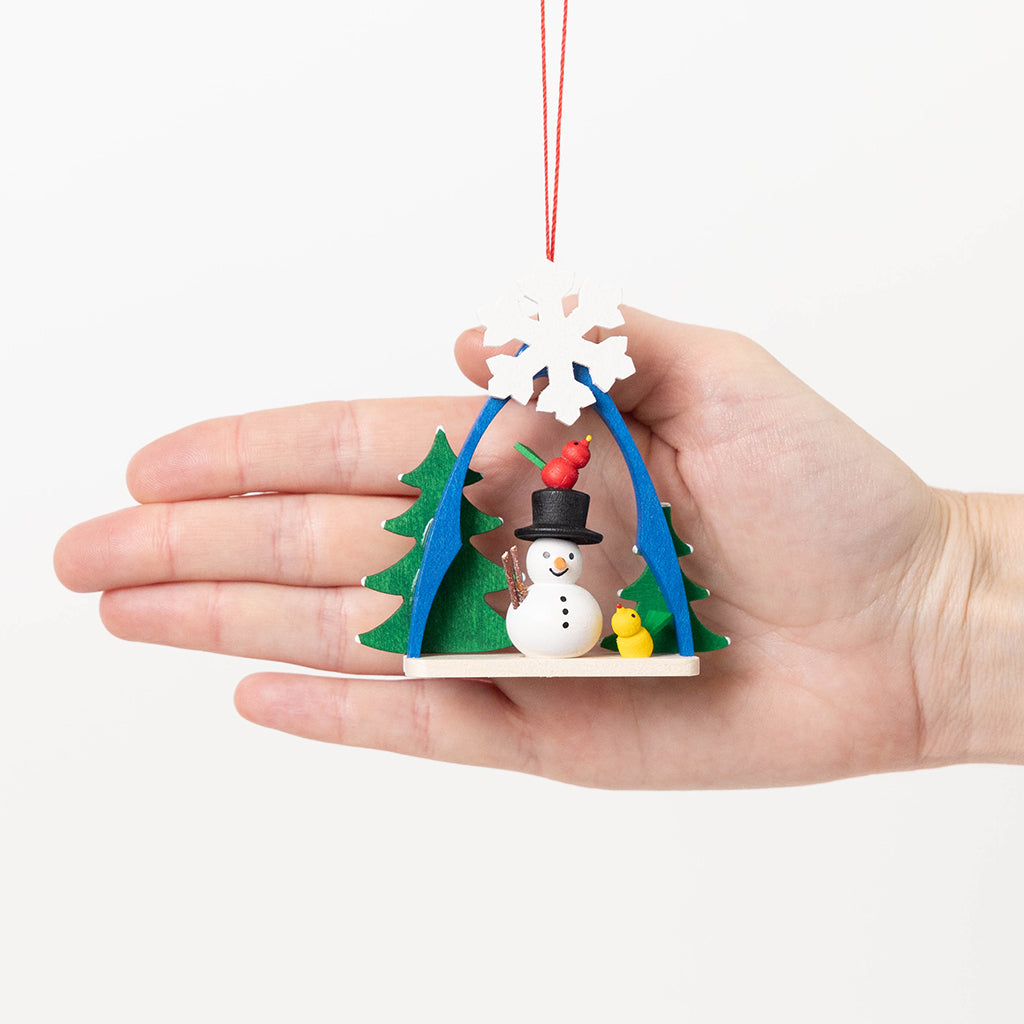 Snowman Arch German Wooden Ornament