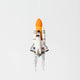 Felt space shuttle ornament with rocket boosters and beaded flames. Handmade and fair trade.