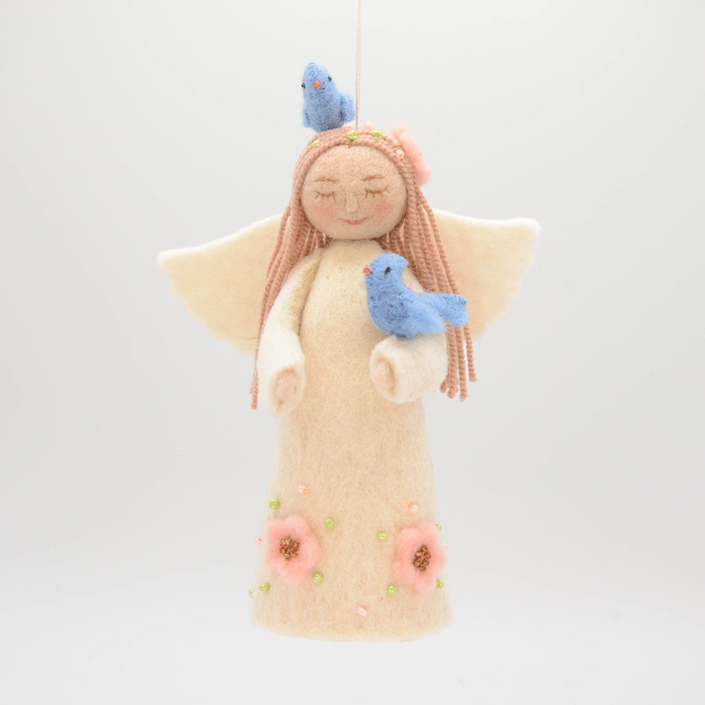 Large Spring Angels Spring Angel with Birds Ornament | Handmade Felt Easter Angel – Craftspring
