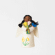 Spring Angel with Bluebird - Deep Brown with Black Hair