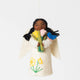 Spring Angel with Bluebird - Deep Brown with Black Hair