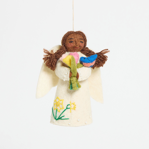 Large Spring Angels Spring Angel with Bluebird Ornament | Handmade Felt Spring Angel ...