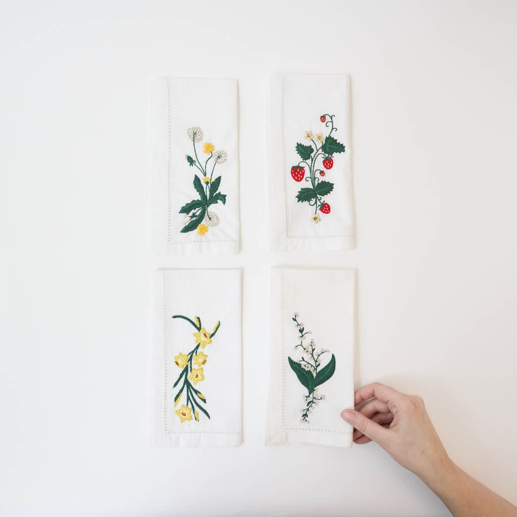 Spring Floral Cotton Napkins - Set of 4
