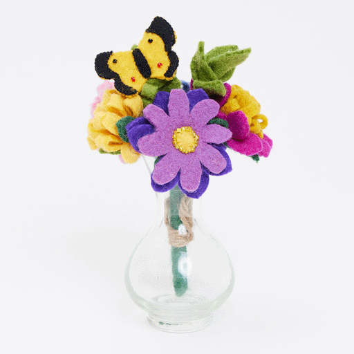 Bundle: Vibrant Flower Bouquets with Vases - Set of 4