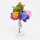 Felt wildflowers and butterfly bouquet in recycled glass vase, ethical handmade table centerpiece.