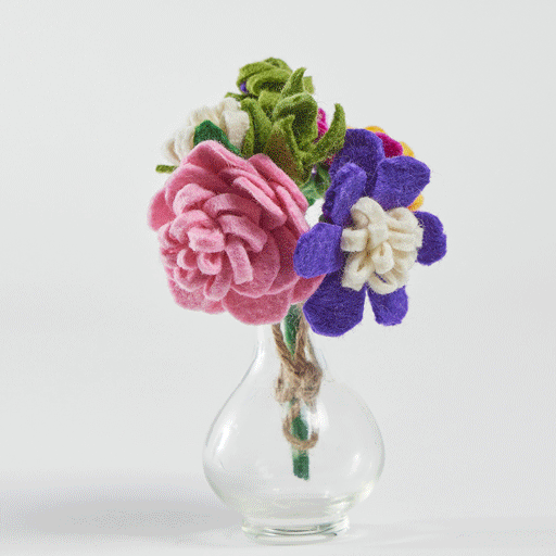 Bundle: Vibrant Flower Bouquets with Vases - Set of 4
