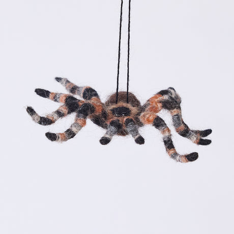 Handmade needle-felted Tarantula Ornament from Craftspring, with hairy legs and intricate felt details—spooky and unique Christmas or Halloween decor, ethically crafted by artisans using sustainable wool.