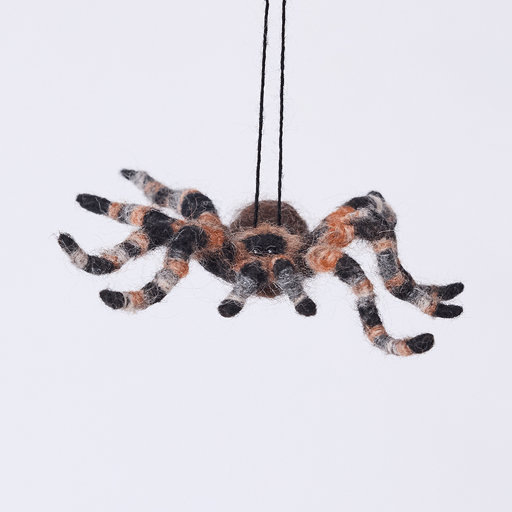 Handmade needle-felted Tarantula Ornament from Craftspring rotating to show all sides—detailed with hairy legs, ethically crafted by artisans using sustainable wool.