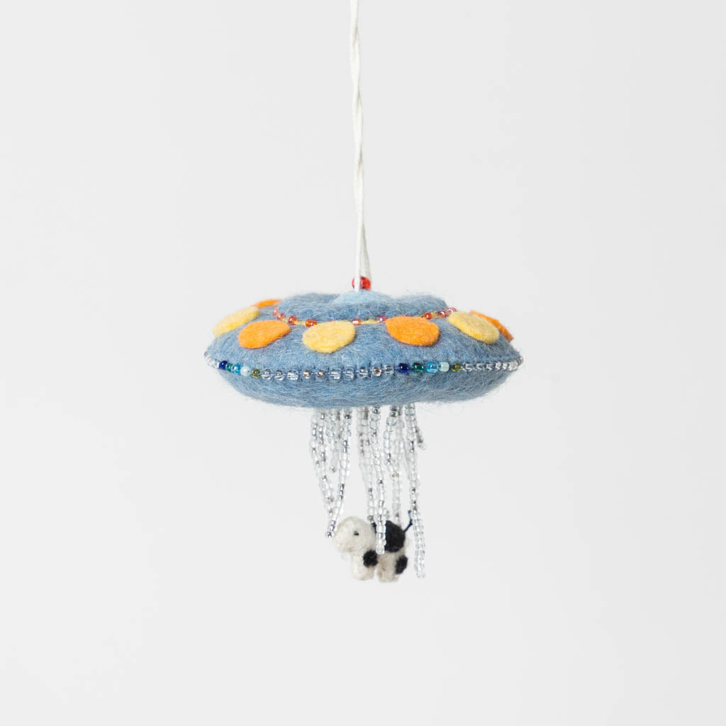 UFO Ornament – Handmade Felt Alien Gift for Sci-Fi Fans – Craftspring