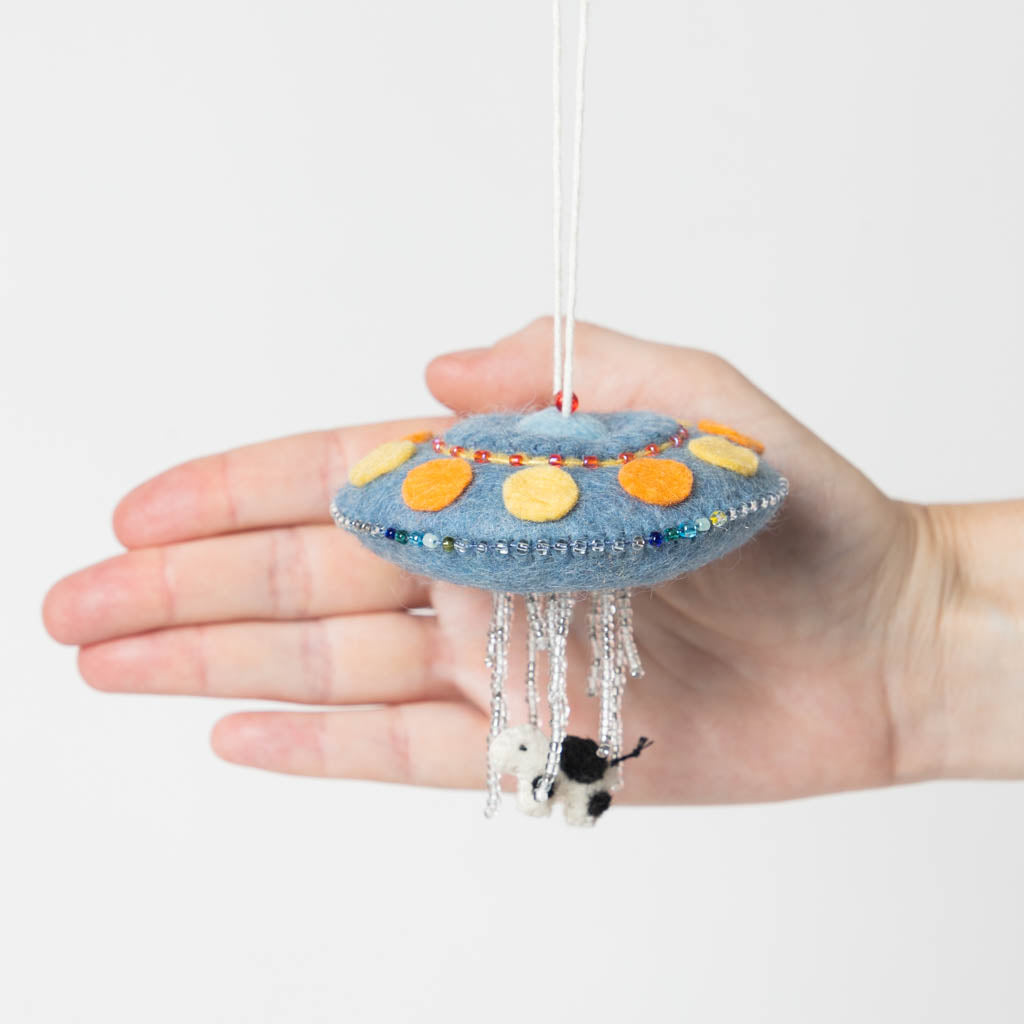 UFO Ornament – Handmade Felt Alien Gift for Sci-Fi Fans – Craftspring