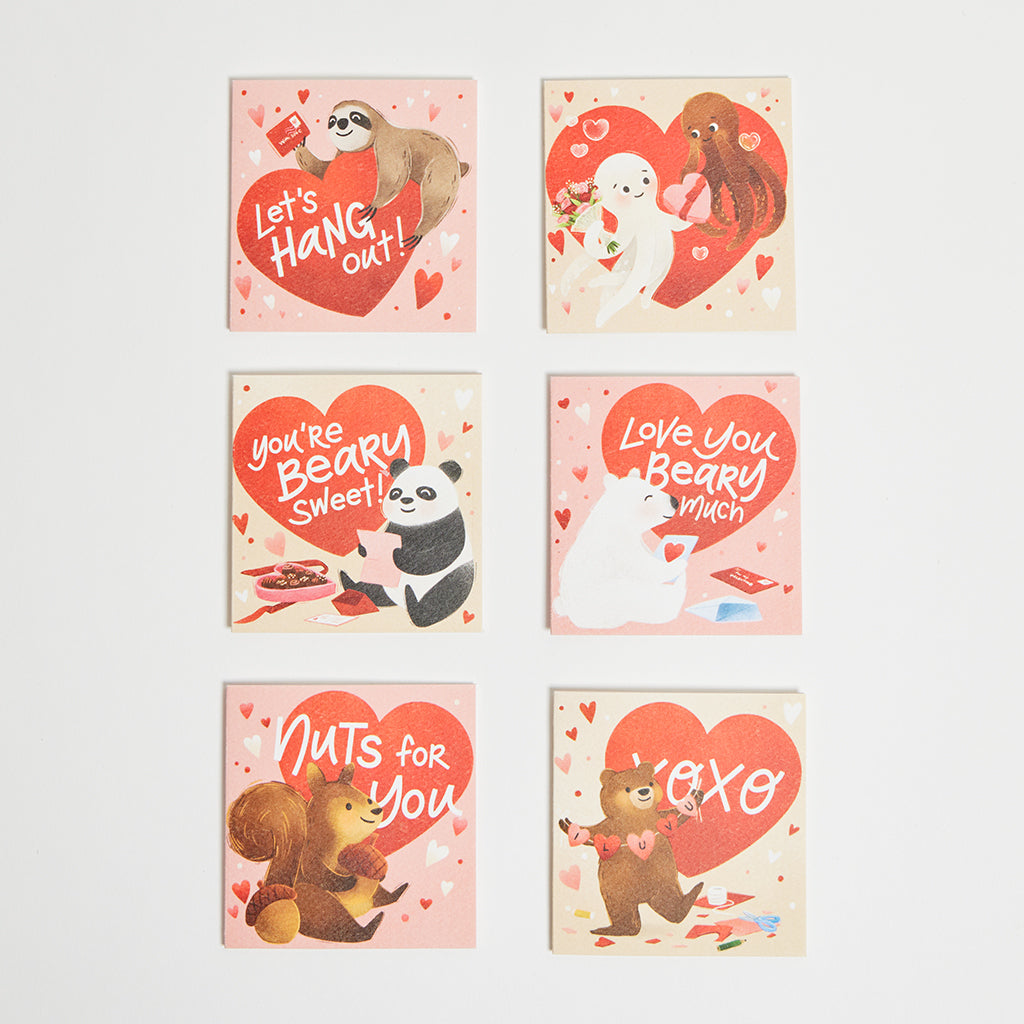 Valentine Animals Mini Cards - Set of 6