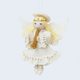 Handmade felt Vintage-Style Angel Playing Trumpet Ornament from Craftspring rotating to show front, side, and back views—angel with detailed beading and embroidery, heirloom-quality Christmas decor, ethically crafted by artisans using sustainable wool.