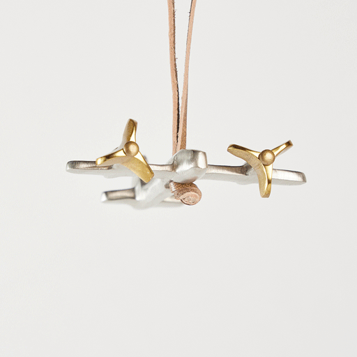 Propeller Plane Ornament - Pewter with Antique Brass