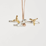 Propeller Plane Ornament - Pewter with Antique Brass
