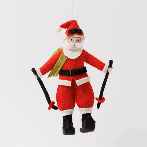 Vintage Skiing Santa Ornament