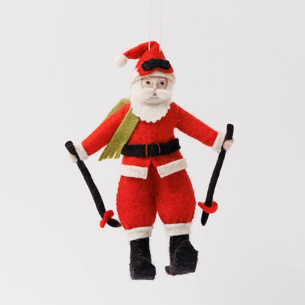 Vintage Skiing Santa Ornament