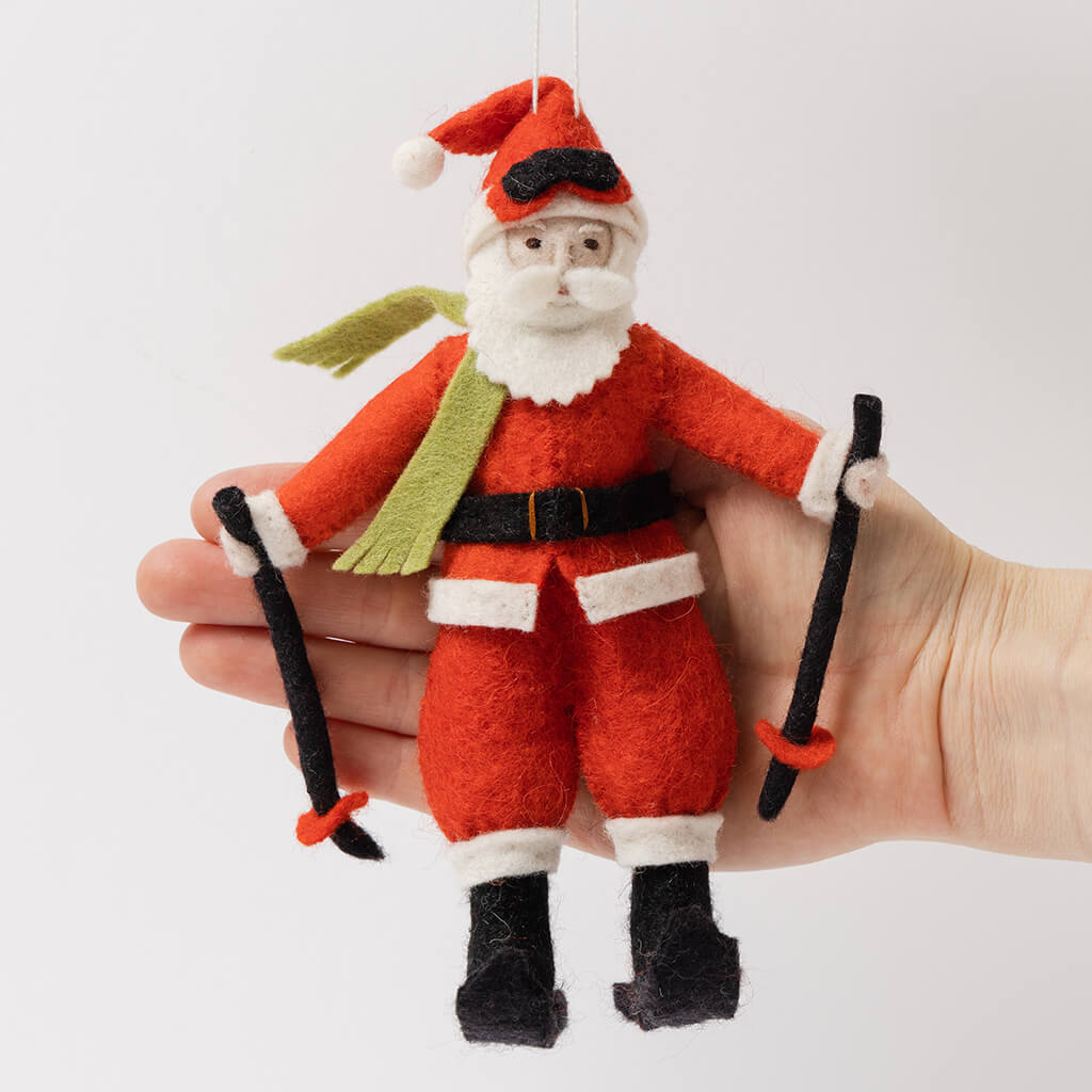 Vintage Skiing Santa Ornament