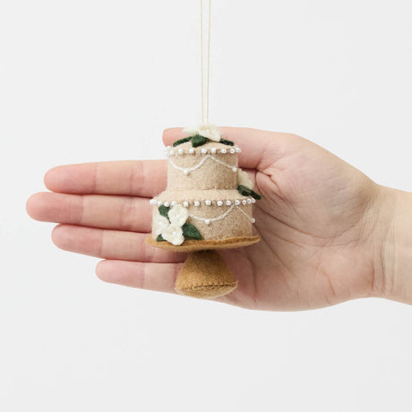 handmade wedding cake ornament—perfect for bridal showers, weddings, anniversaries, and romantic holiday décor.