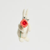 White Bunny with Flower Ornament