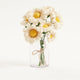 Merci Gift Box Set featuring a felt blueberry ornament, white daisy flower bouquet in vase, and daisy greeting card. Handmade from wool felt with French-inspired floral charm. Fair trade and ready to gift.