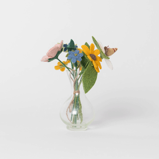 Wildflower Bouquet with Snail & Vase