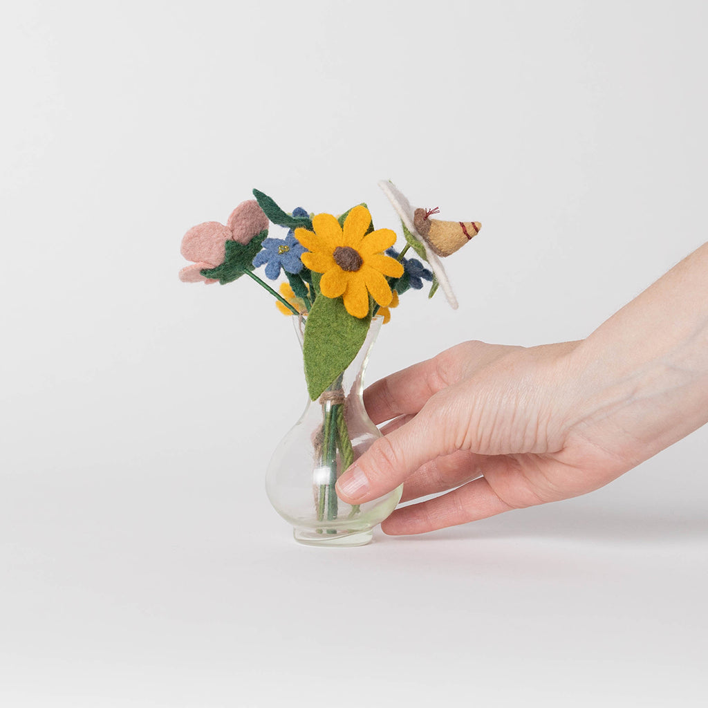 Wildflower Bouquet with Snail & Vase