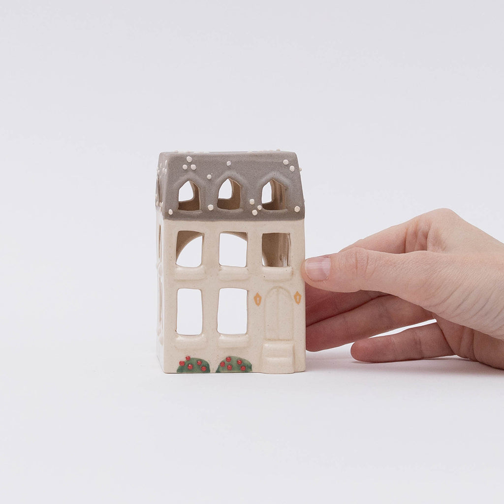 Winter Townhouse Ceramic Tealight Holder