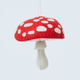 Handmade felt Woodland Amanita Mushroom Ornament from Craftspring rotating to show front, side, and back views—applique and embroidered details, heirloom-quality Christmas decor, ethically handcrafted by artisans using sustainable wool.