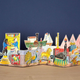 Illustrated by Emily Sutton, England-based artist, Victorian-inspired tin toy animal motif, Die-cut concertina (accordion fold) design