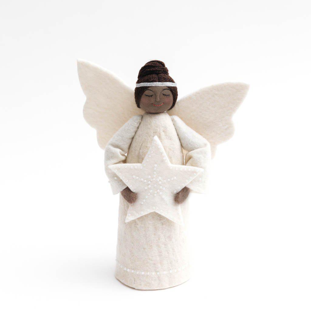 White Star Angel Tree Topper - Brown