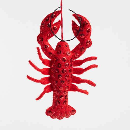 Hand Felted Bejeweled Red Sequin Lobster Ornament Craftspring