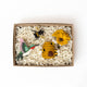 Birds and Bees felt ornament gift set with hummingbird, bees, beehive, and sunflower bouquet
