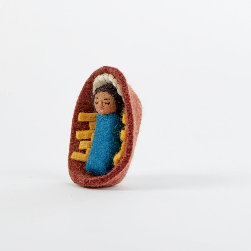 Away in a Manger Baby Jesus Ornament - Brown