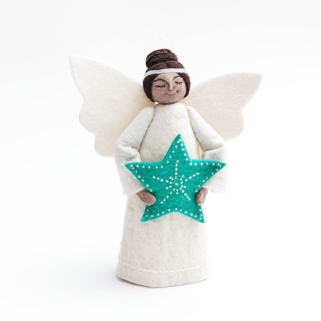 Jade Star Angel Tree Topper - Brown