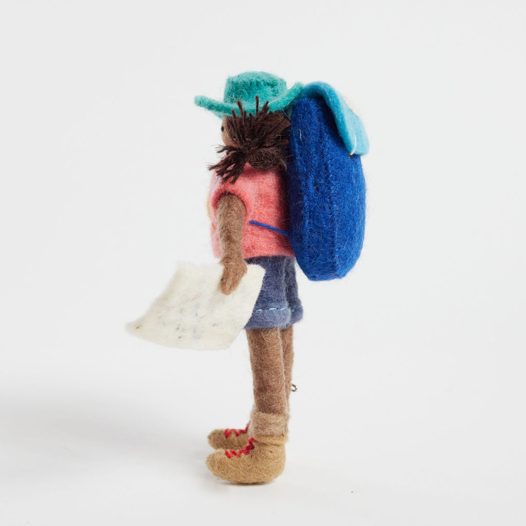 On The Trail Backpacker Ornament - Brown