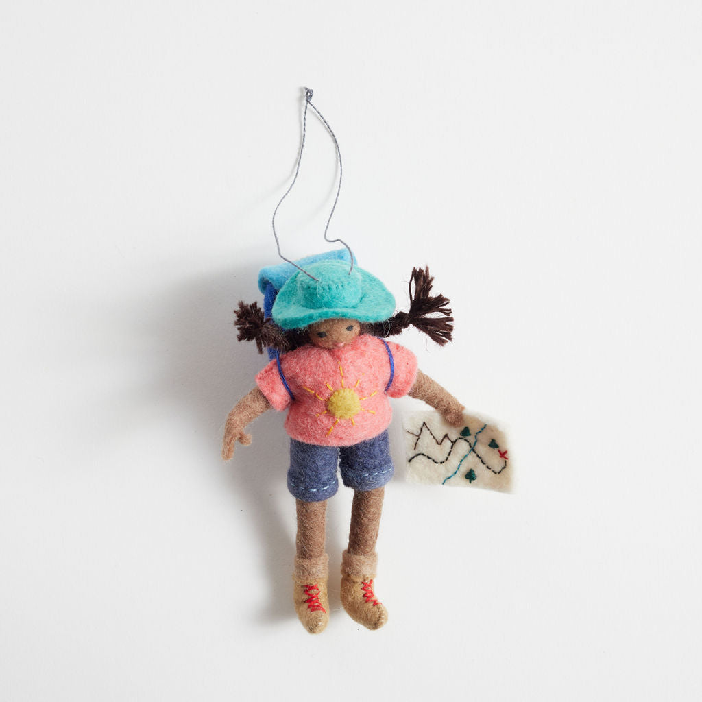 On The Trail Backpacker Ornament - Brown