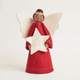 Red Beauty Angel with White Star Tree Topper - Brown