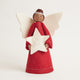 Red Beauty Angel with White Star Tree Topper - Brown