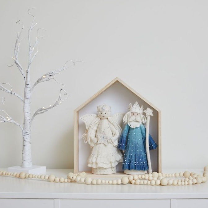 White Angel Tree Topper - Spiritual Wire Angel With Outstretched Wings, Spiral Base For Christmas Tree
