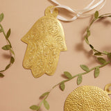 Filigree Etched Brass Hamsa Ornament