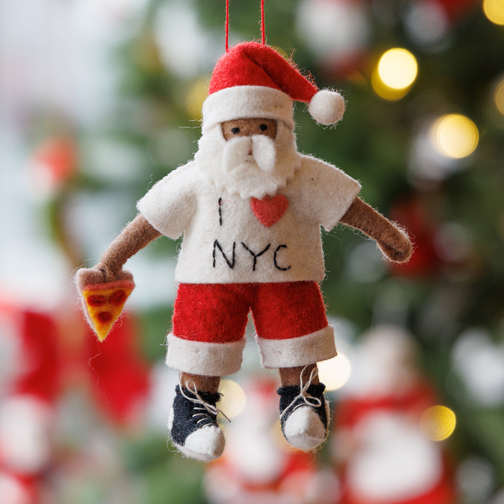 NYC Santa Ornament - Brown