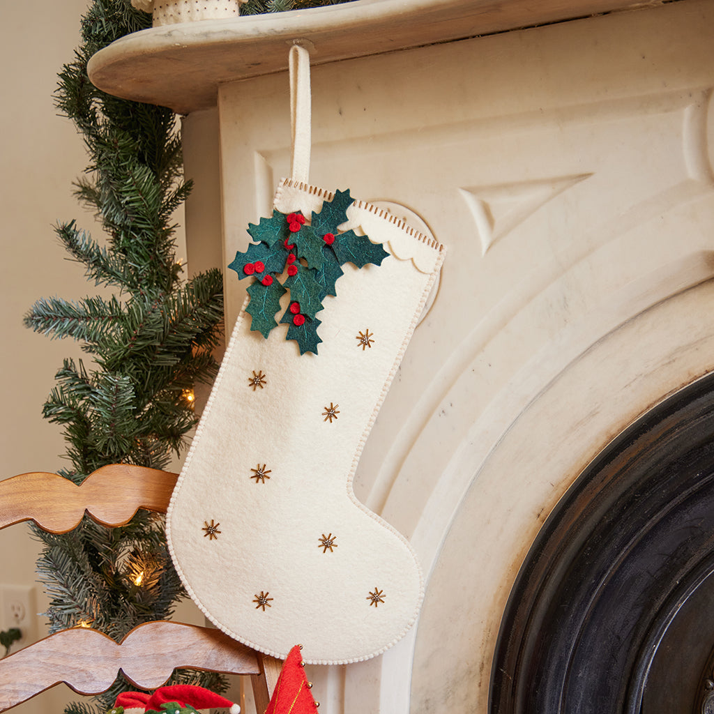 Festive Holly Stocking